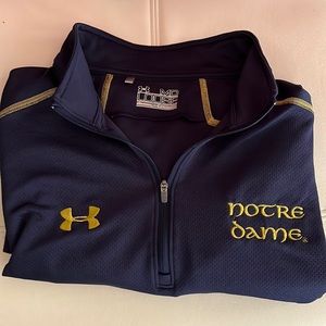 Notre Dame Under Armour AllSeasonGear Navy/Gold Quarter Zip Size Medium